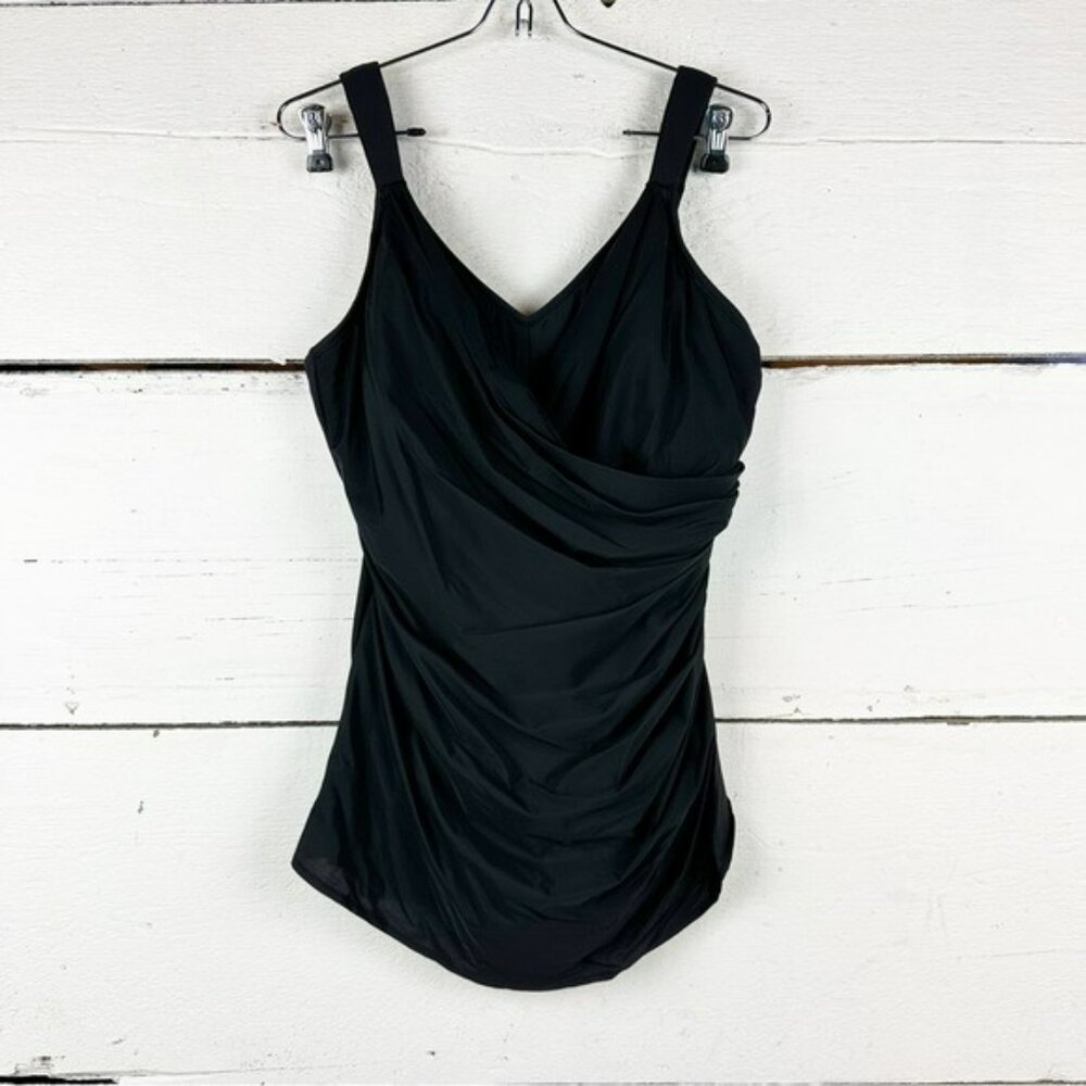 Lands end Slender V-Neck Tummy Control Skirted One Piece Swimsuit size 10 - Picture 4 of 5